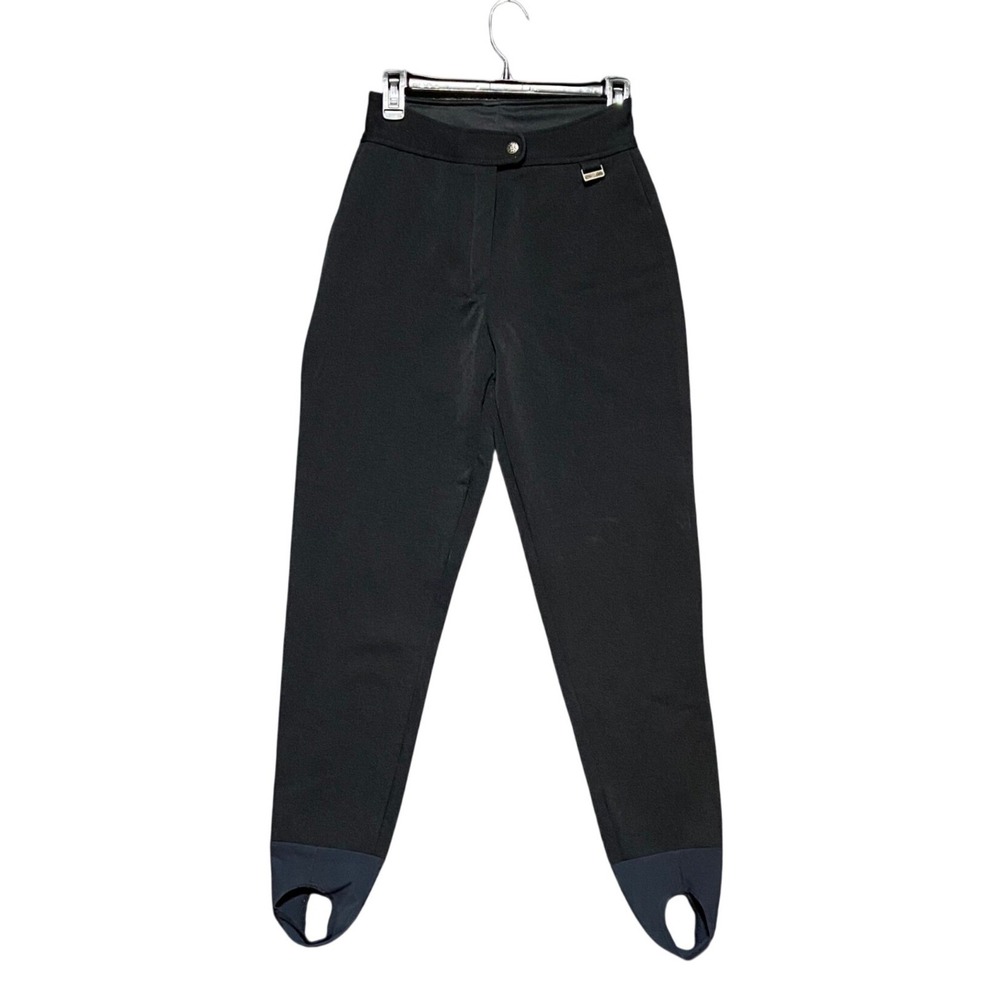 Vintage Edelweiss Black Stirrup High Rise Ski‎ Pants Size 10 Wool Blend Stretch